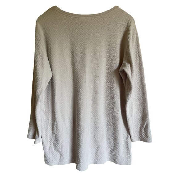 J. Jill Pure Jill Size Medium Waffle Knit Jersey Knit Tunic Top Pocket Tan Beige - Picture 2 of 6